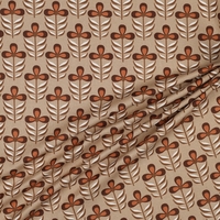 אריג קנבס דפוס פרחים בסגנון רטרו על רקע חול