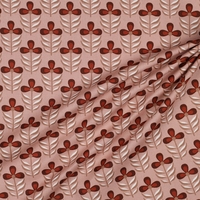 אריג קנבס דפוס פרחים בסגנון רטרו על רקע ורוד עתיק