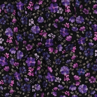 טריקו כותנה אורגני דפוס סיגליות על רקע נייבי