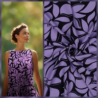 אריג ויסקוזה דפוס בסטייל טרופי רך גווני לילך נייבי