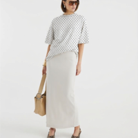 טריקו כותנה דפוס נקודות סיכה נייבי על רקע לבן