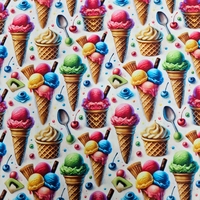 אריג כותנה דפוס גלידות צבועני תלת ממד