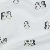 אריג דאבל טטרה דפוס פינגווינים על רקע לבן
