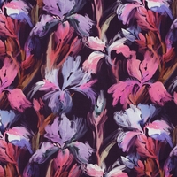 אריג ויסקוזה דפוס פרחים דיגיטלי גווני סגול