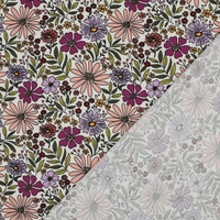 טריקו כותנה דפוס פרחים קסומים על רקע אופוייט