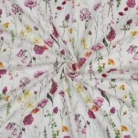 אריג כותנה וואל דפוס דיגיטלי איור בוטני