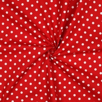 אריג כותנה נקודות לבן על רקע אדום