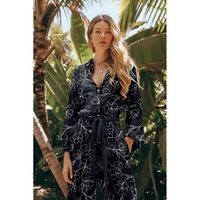 אריג פשתן רקום צבע כחול כהה