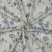 אריג קנבס דפוס פרחים בסגנון ציור פורצלן