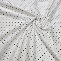 טריקו כותנה דפוס נקודות סיכה נייבי על רקע לבן