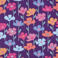 פרנץ טרי דפוס פרחים רעננים על רקע סגול