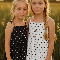 ארג כותנה שחור דפוס לבבות לבנים