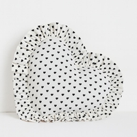 אריג כותנה לבן דפוס לבבות שחורים