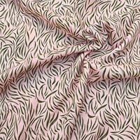 אריג ויסקוזה דפוס עלעלים מאורכים על רקע ורוד בלט