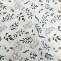 אריג כותנה דפוס עלי אקליפטוס גווני ירוק