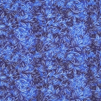 אריג ויסקוזה דפוס עלעלים דיגיטלי על רקע קובלט