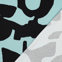 אריג ויסקוזה לייקרה דפוס אמורפי גווני מנטה שחור