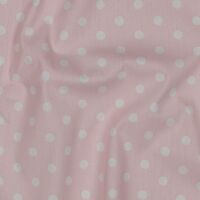 אריג כותנה נקודות לבן על רקע ורוד בייבי