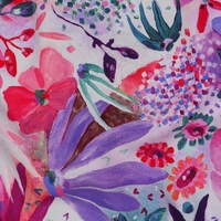 אריג ויסקוזה ECOVERO דפוס פרחים סוריאליסטי גווני ורוד נרידה הנסן