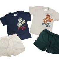 חליפה קיץ מדוגמת 12-24M תינוקות בנים (כחול/ירוק)