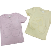 חולצה קיץ בד ריב מדוגמת 2-14 בנות (ורוד/צהוב)