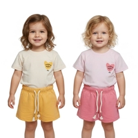 חליפה קיץ מדוגמת 12-24M תינוקות בנות (כתום/ורוד)