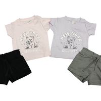 חליפה קיץ מדוגמת 6-24M תינוקות בנות (סגול/ורוד)