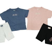 חליפה קיץ מדוגמת 2-10 בנות (כחול/ורוד עתיק)