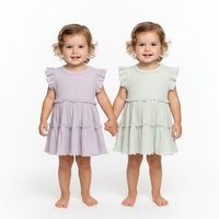 שמלה קיץ בד ריב 6-24M תינוקות בנות (סגול/ירוק)