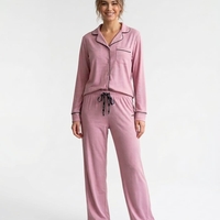 פיג'מה מכופתרת REPLAY שרוול ארוך S-XXL נשים (ורוד/אופוויט)