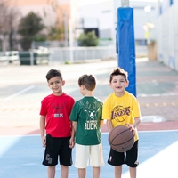 חליפת NBA מדוגמת 4-10 בנים (אדום)