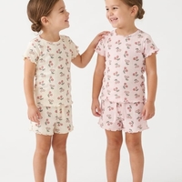 פיג'מה קיץ מדוגמת 2-12 בנות (ורוד/אופוויט)