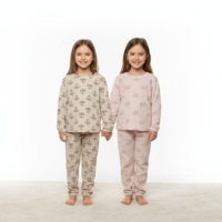 פיג'מה פלאפי מדוגמת 4-14 בנות (תכלת/לבן/ורוד/אופוויט)