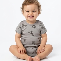 בגד גוף קיץ מדוגם 3-24M תינוקות בנים (ירוק/אפור/אופוויט)