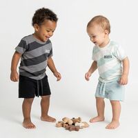 חליפה קיץ מדוגמת 12-24M תינוקות בנים (תכלת/אפור)