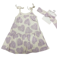 שמלה קיץ מדוגמת בד ריב 2-10 בנות (סגול)