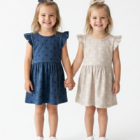 שמלה קיץ מדוגמת 2-10 בנות (ורוד/אופוויט/ורוד בהיר/כחול)