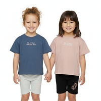 חליפה קיץ מדוגמת 2-10 בנות (כחול/ורוד עתיק)