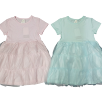 שמלה קיץ לייקרה- טול 4-10 בנות (ורוד/טורקיז)