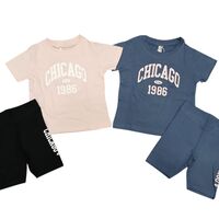 חליפה קיץ מדוגמת 2-10 בנות (כחול/ורוד)