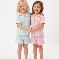 פיג'מה קיץ מכופתרת 2-12 בנות (תכלת/ורוד)