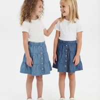 חצאית בד דמוי ג'ינס 2-8 בנות (כחול/תכלת)
