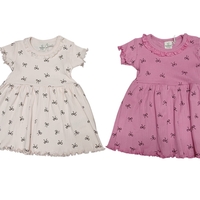 שמלה קיץ בד ריב 6-24M תינוקות בנות (ורוד/ורוד בהיר)