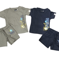 חליפה קיץ מדוגמת 6-24M תינוקות בנים (כחול/אפור)