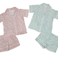 פיג'מה קיץ מכופתרת 2-12 בנות (תכלת/ורוד)