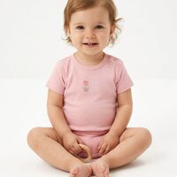 בגד גוף קיץ מדוגם 3-24M בנות (ורוד/לבן/אופוויט)