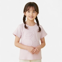 חולצה קיץ בד ריב מדוגמת 2-14 בנות (ורוד/צהוב)