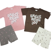 חליפה קיץ מדוגמת 2-8 בנות (חום/ורוד)