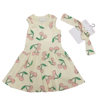 שמלה קיץ מדוגמת בד ריב 2-10 בנות (צהוב)