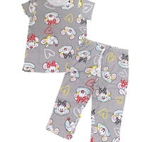 פיג'מה קיץ מכנס 7/8 מדוגמת S-XXL נשים (אפור)